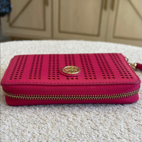 Tory Burch Pink & Orange Perforated Wristlet